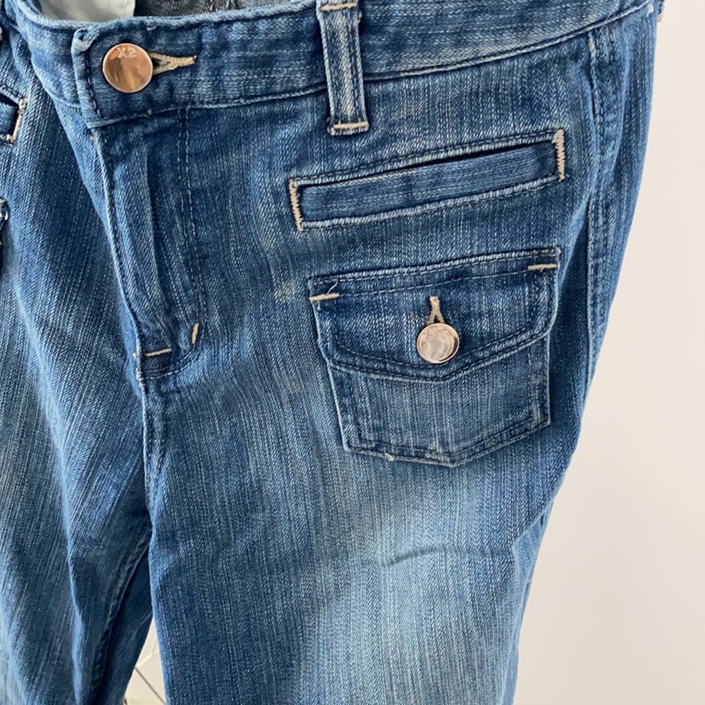 EXPRESS X2 High Waisted Wide Leg Flare Jeans - Picture 13 of 15